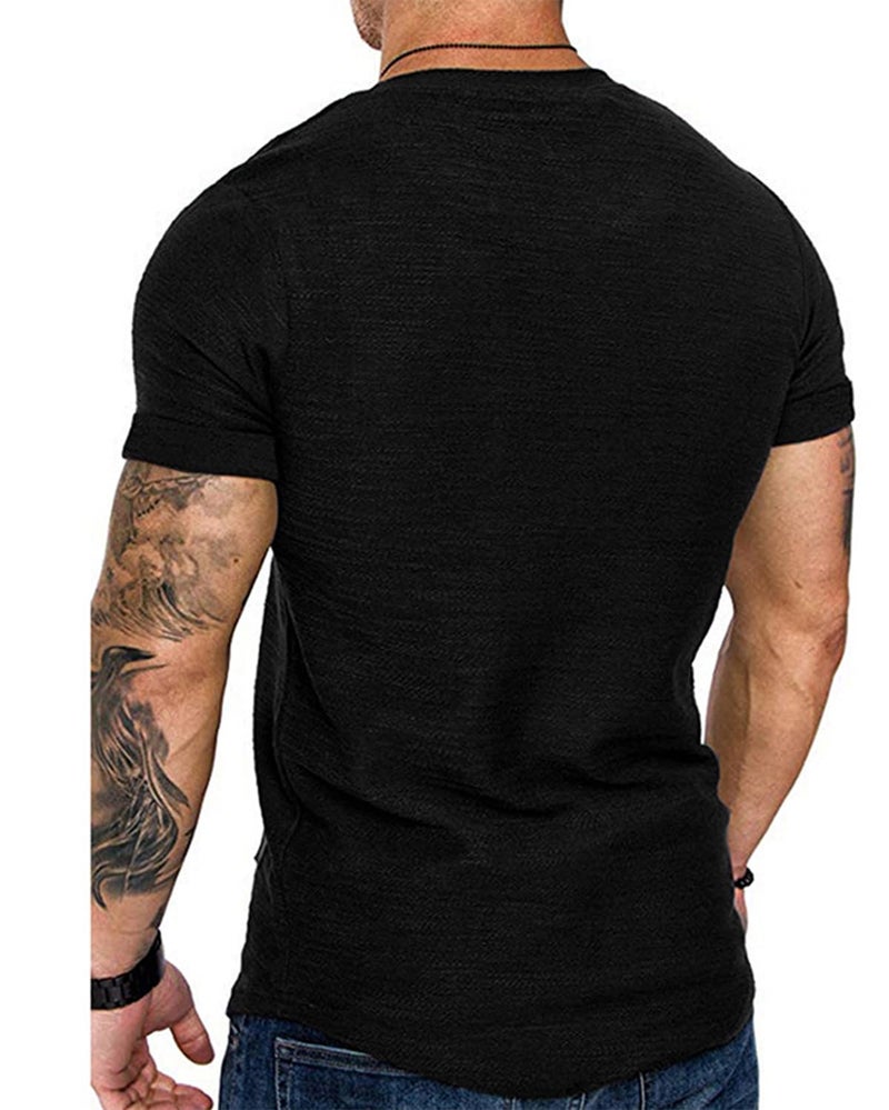 Uni Clau Fashion Mens T Shirt Muscle Gym Workout Athletic Shirt Cotton Tee Shirt Top Black - Image 3